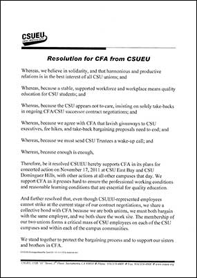 CSUEU Board of Directors Resolution supporting CFA